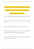 Champions School of Real Estate Marketing&colon; Commercial Exam Questions And Answers Latest Update Graded A&plus;