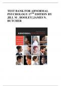 TEST BANK FOR ABNORMAL PSYCHOLOGY 17TH EDITION BY JILL HOOLEY&comma; JAMES BUTCHER