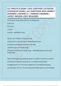 CLC PRACTICE EXAM 5 2025 &lpar;CERTIFIED LACTATION COUNSELOR EXAM&rpar; &vert; ALL QUESTIONS AND CORRECT ANSWERS &vert; GRADED A&plus; &vert; VERIFIED ANSWERS &vert; LATEST VERSION &lpar;JUST RELEASED&rpar;