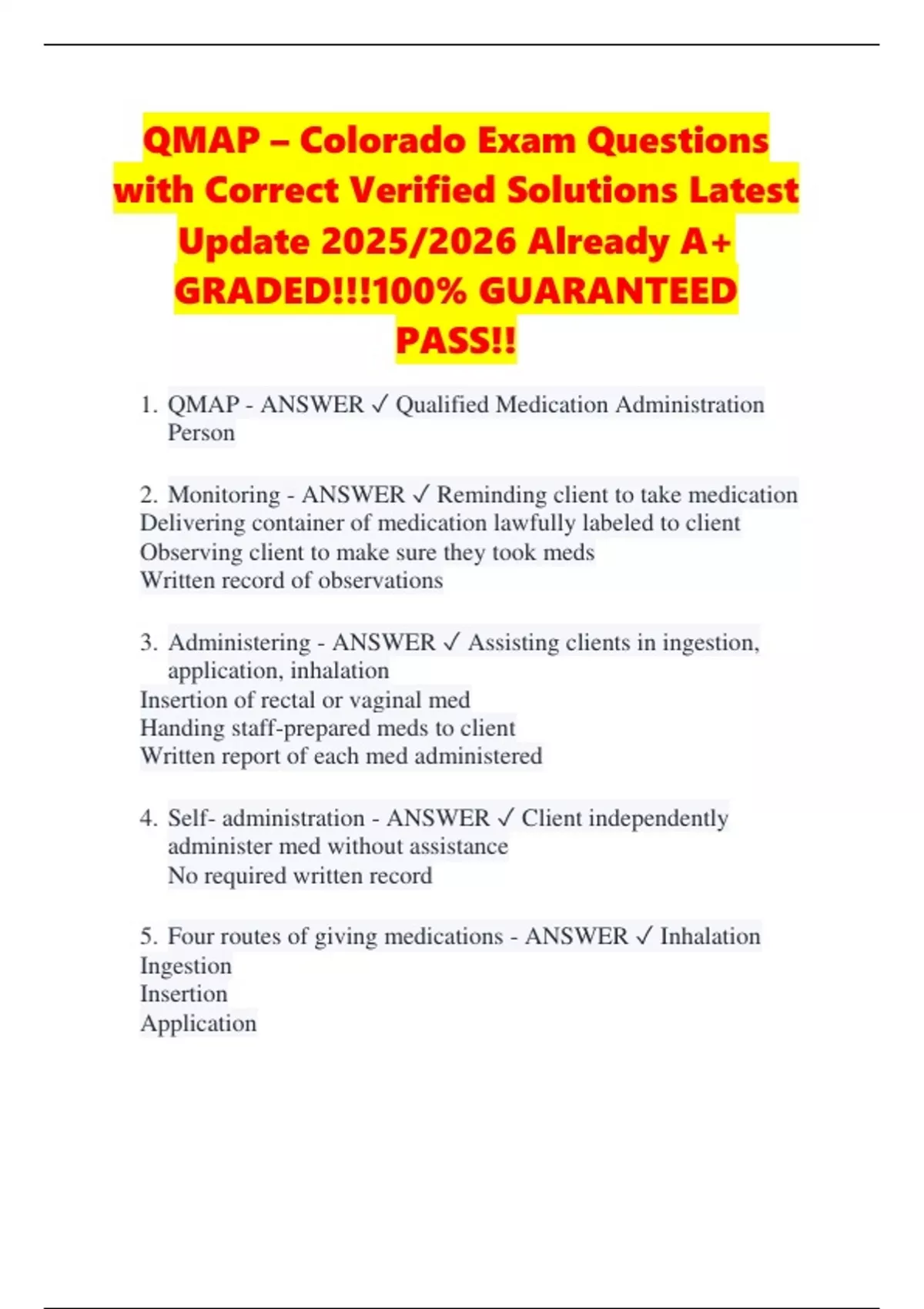 QMAP – Colorado Exam Questions with Correct Verified Solutions Latest ...