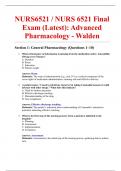 NURS6521 &sol; NURS 6521 Final Exam &lpar;Latest&rpar;&colon; Advanced Pharmacology - Walden