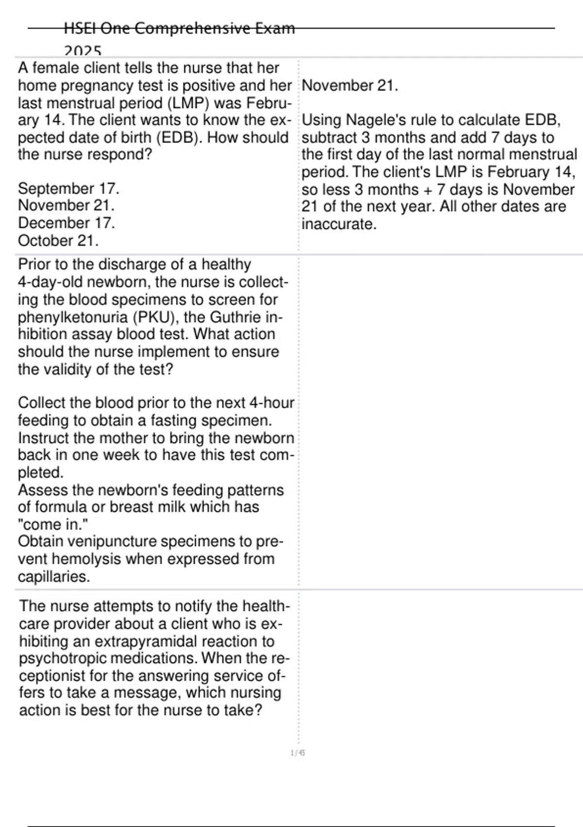 HSEI One Comprehensive Exam 2025 1 / 45 - HSEI One Comprehensive ...