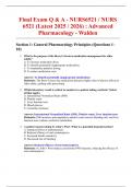Final Exam Q & A - NURS6521 &sol; NURS 6521 &lpar;Latest 2025 &sol; 2026&rpar; &colon; Advanced Pharmacology - Walden