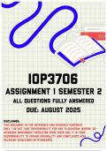 IOP3706 Assignment 1 Semester 2 Memo &vert; Due 25 August 2025