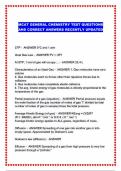MCAT GENERAL CHEMISTRY TEST QUESTIONS AND CORRECT ANSWERS RECENTLY UPDATED