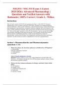 NSG533 &sol; NSG 533 Exam 1 &lpar;Latest 2025&sol;2026&rpar;&colon; Advanced Pharmacology &vert; Questions and Verified Answers with Rationales &vert; 100&percnt; Correct &vert; Grade A - Wilkes