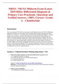 NR511 &sol; NR 511 Midterm Exam &lpar;Latest 2025&sol;2026&rpar;&colon; Differential Diagnosis & Primary Care Practicum &vert; Questions and Verified Answers &vert; 100&percnt; Correct &vert; Grade A &ndash; Chamberlain