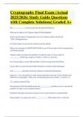 Cryptography Final Exam &lpar;Actual 2025&sol;2026&rpar; Study Guide Questions with Complete Solutions&vert; Graded A&plus;