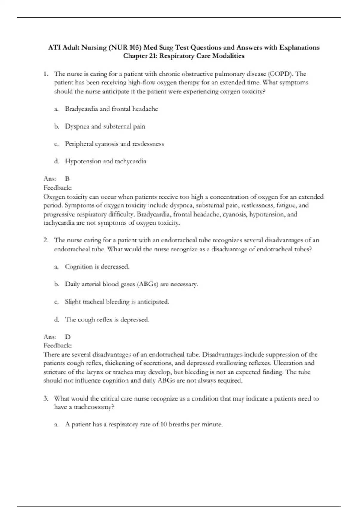 ATI Adult Nursing (NUR 105) Med Surg Test Questions and Answers with ...