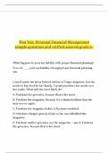 Post Test- Personal Financial Management sample&vert;questions and verified answers grade a&plus;