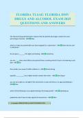 FLORIDA TLSAE&sol; FLORIDA DMV DRUGS AND ALCOHOL EXAM 2025 QUESTIONS AND ANSWERS