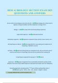 HESI A2 BIOLOGY SECTION EXAM 2025 QUESTIONS AND ANSWERS