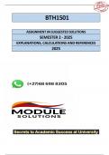 BTH1501 Assignment 4 &lpar;COMPLETE QUESTIONS & ANSWERS&rpar; Semester 2 2025 - DUE 20 August 2025