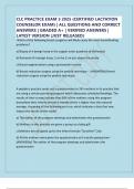 CLC PRACTICE EXAM 3 2025 &lpar;CERTIFIED LACTATION COUNSELOR EXAM&rpar; &vert; ALL QUESTIONS AND CORRECT ANSWERS &vert; GRADED A&plus; &vert; VERIFIED ANSWERS &vert; LATEST VERSION &lpar;JUST RELEASED&rpar;