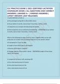 CLC PRACTICE EXAM 2 2025 &lpar;CERTIFIED LACTATION COUNSELOR EXAM&rpar; &vert; ALL QUESTIONS AND CORRECT ANSWERS &vert; GRADED A&plus; &vert; VERIFIED ANSWERS &vert; LATEST VERSION &lpar;JUST RELEASED&rpar;