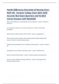 Health Differences &lpar;Essentials of Nursing Care&rpar; - NUR 105 - Excelsior College Exam 2025&ndash;2026 Accurate Real Exam Questions and Verified Correct Answers JUST RELEASED