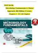 TEST BANK  Microbiology Fundamentals-A Clinical  Approach&comma; 4th Edition &lpar;Cowan&rpar;&comma;   Chapters 1 - 22 &vert; All Chapters