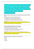 ATI RN Community Health Nursing Study Guide  EXAM 2025 &vert; ACTUAL REAL EXAM ACCURATE  QUESTIONS AND ANSWERS WITH RATIONALES  &vert; VERIFIED AND LATEST UPDATED GUARANTEED PASS 