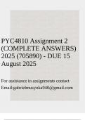 PYC4810 Assignment 2 &lpar;COMPLETE ANSWERS&rpar; 2025 &lpar;705890&rpar; - DUE 15 August 2025