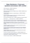 Water Distribution 1 Final Exam Questions And Answers 100&percnt; Verified By Experts 