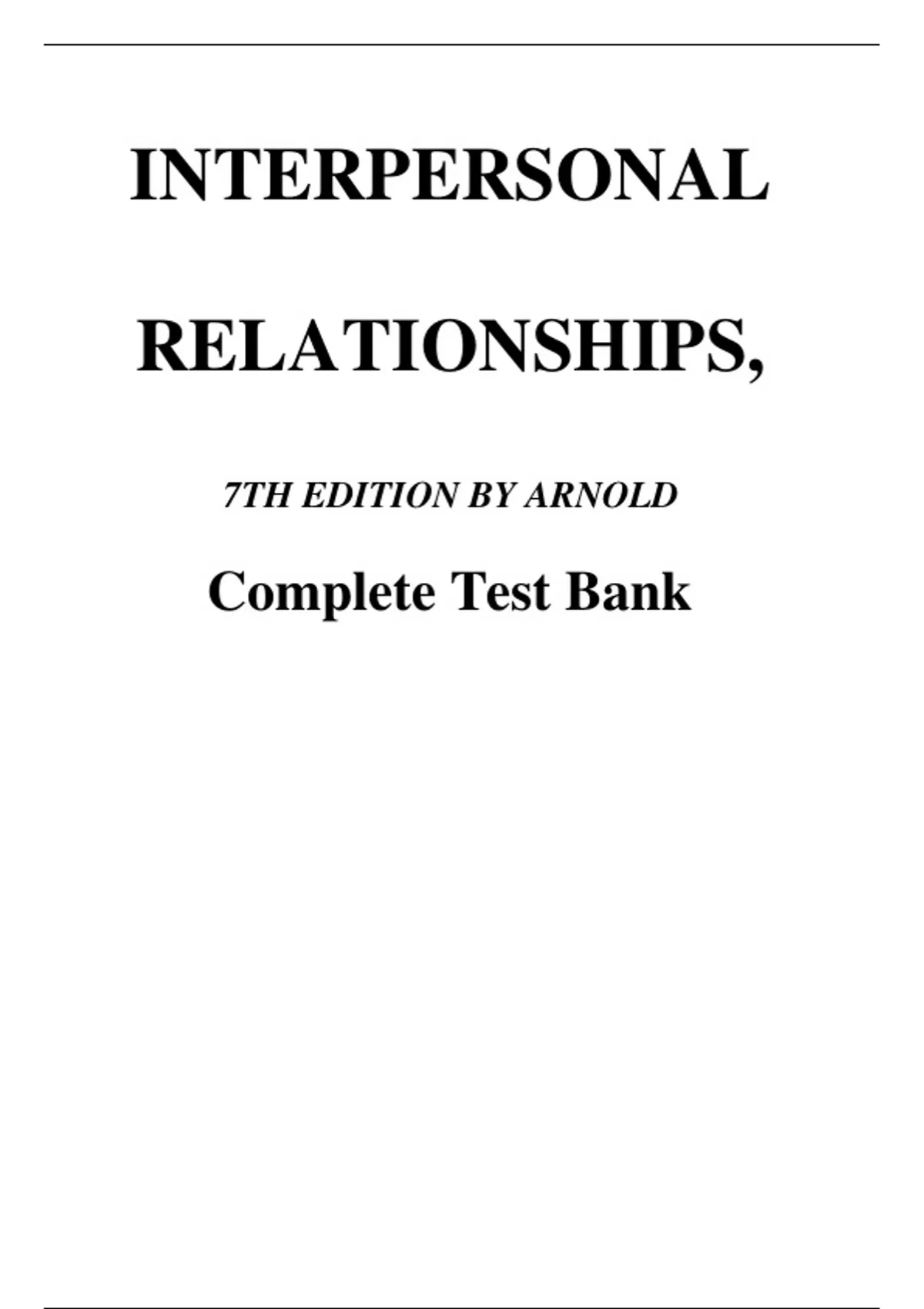 Test Bank For Interpersonal Relationships: Professional Communication ...