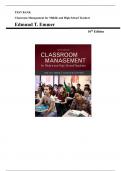 Classroom Management for Middle and High School Teachers, 10th edition - Test Bank By Edmund T. Emmer |Chapter 1-12