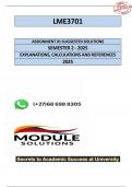 LME3701 Assignment 1 &lpar;COMPLETE QUESTIONS & ANSWERS&rpar; Year Module 2025 - DUE 13 AUGUST 2025