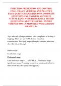 INFECTION PREVENTION AND CONTROL  FINAL EXAM 2 VERSIONS AND PRACTICE  EXAM QUESTIONS 2025&sol;2026 BANK COMPLETE  QUESTIONS AND ANSWERS ACCURATE  ACTUAL EXAM WITH FREQUENTLY TESTED  QUESTIONS AND STUDY GUIDE &sol; EXPERT  VERIFIED FOR GUARANTEED PASS&sol;ALREADY  GRA