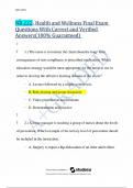 NR 222 Health and Wellness Final Exam &sol; Verified Questions & Answers &sol; 2025 Updated Study Guide