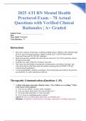 2025 ATI RN Mental Health Proctored Exam &ndash; 70 Actual Questions with Verified Clinical Rationales &vert; A&plus; Graded