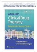ABRAM’S CLINICAL DRUG THERAPY RATIONALES FOR NURSING PRACTICE 13th EDITION GERALYN FRANDSEN’S TESTBANK/COMPLETE GUIDE /ALL CHAPTERS 1-61