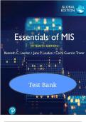 Test Bank for Essentials of MIS&comma; 16th Edition&comma; Kenneth C&period; Laudon Jane P&period; Laudon&period; All 12 Chapters&comma; study guides