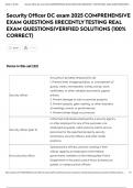 Security Officer DC exam 2025 COMPREHENSIVE EXAM QUESTIONS &vert;&vert;RECENTLY TESTING REAL EXAM QUESTIONS&vert;VERIFIED SOLUTIONS &lpar;100&percnt; CORRECT&rpar;