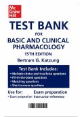 Basic and Clinical Pharmacology 15th Edition - Test Bank by Bertram G&period; Katzung&comma; Anthony J&period; Trevor