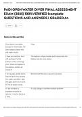 PADI OPEN WATER DIVER FINAL ASSESSMENT EXAM &lpar;2025&rpar; 100&percnt;VERIFIED &vert;complete QUESTIONS AND ANSWERS &vert; GRADED A&plus;&period;