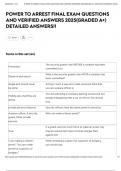 POWER TO ARREST FINAL EXAM QUESTIONS AND VERIFIED ANSWERS 2025&lpar;GRADED A&plus;&rpar; DETAILED ANSWERS&excl;&excl;