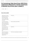 PA Cosmetology State Board Exam &vert;2025 EXAM QUESTIONS &vert;FREQUENTLY TESTED QUESTIONS &vert;&vert;VERIFIED SOLUTIONS &lpar;100&percnt; CORRECT&rpar;