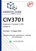 CIV3701 Assignment 1 &lpar;DETAILED ANSWERS&rpar; Semester 2 2025 - DISTINCTION GUARANTEED 