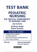 Pediatric Nursing&colon; The Critical Components of Nursing Care 2nd Edition - Test Bank by Kathryn Rudd&comma; Diane Kocisko
