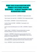 IBHRE CEPS Exam Questions with Correct Solutions Updated 2025&sol;2026&vert;&vert; Already Graded 100&percnt; Guaranteed Pass&excl;&excl;