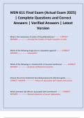 MSN 611 Final Exam &lpar;Actual Exam 2025&rpar; &vert; Complete Questions and Correct Answers &vert; Verified Answers &vert; Latest Version