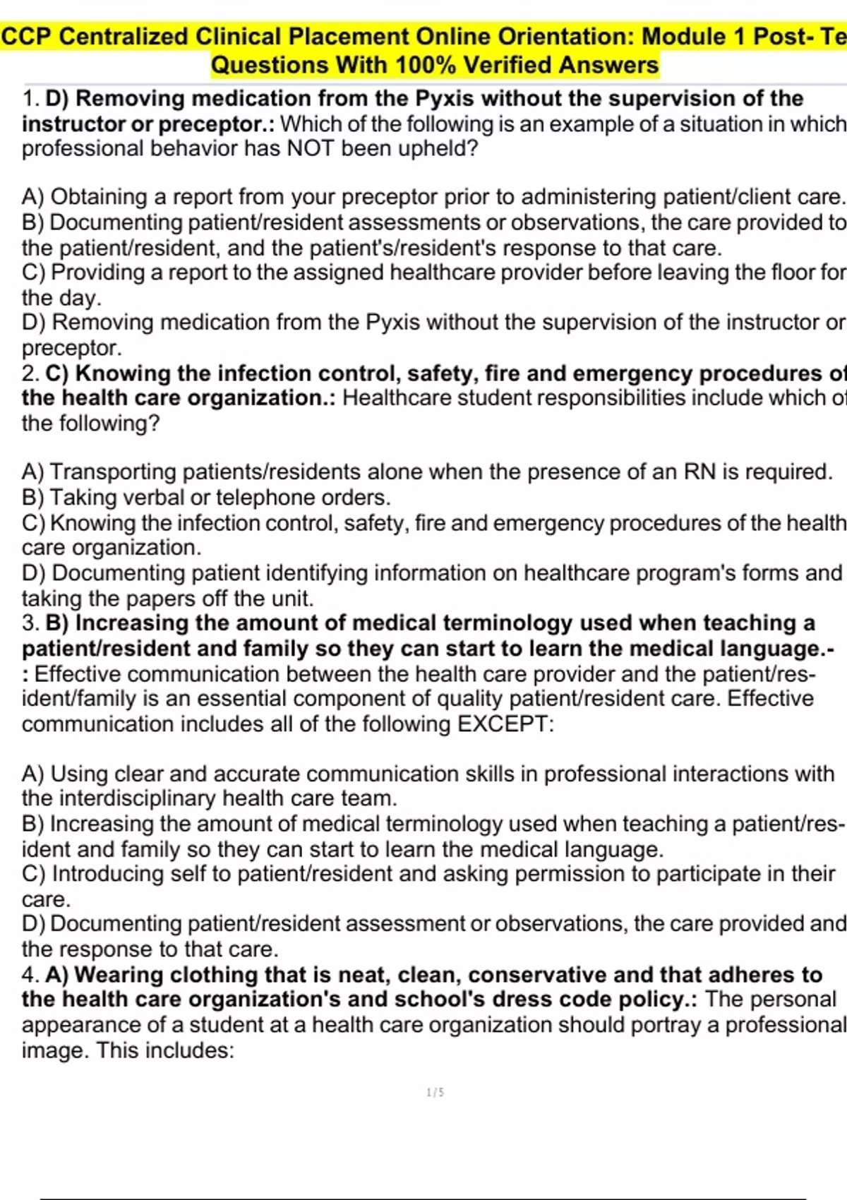 CCP Centralized Clinical Placement Online Orientation: Module 1 Post ...