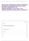 NURS 430&colon; COMMUNITY HEALTH NURSING BUILDING PARTNERSHIPS FINAL EXAM REVIEW &lpar;UNIVERSITY OF SASKATCHEWAN &vert; FALL 2025 &vert; DR&period; WANDA MARTIN&rpar; RATED 100&percnt; CORRECT&excl;&excl;