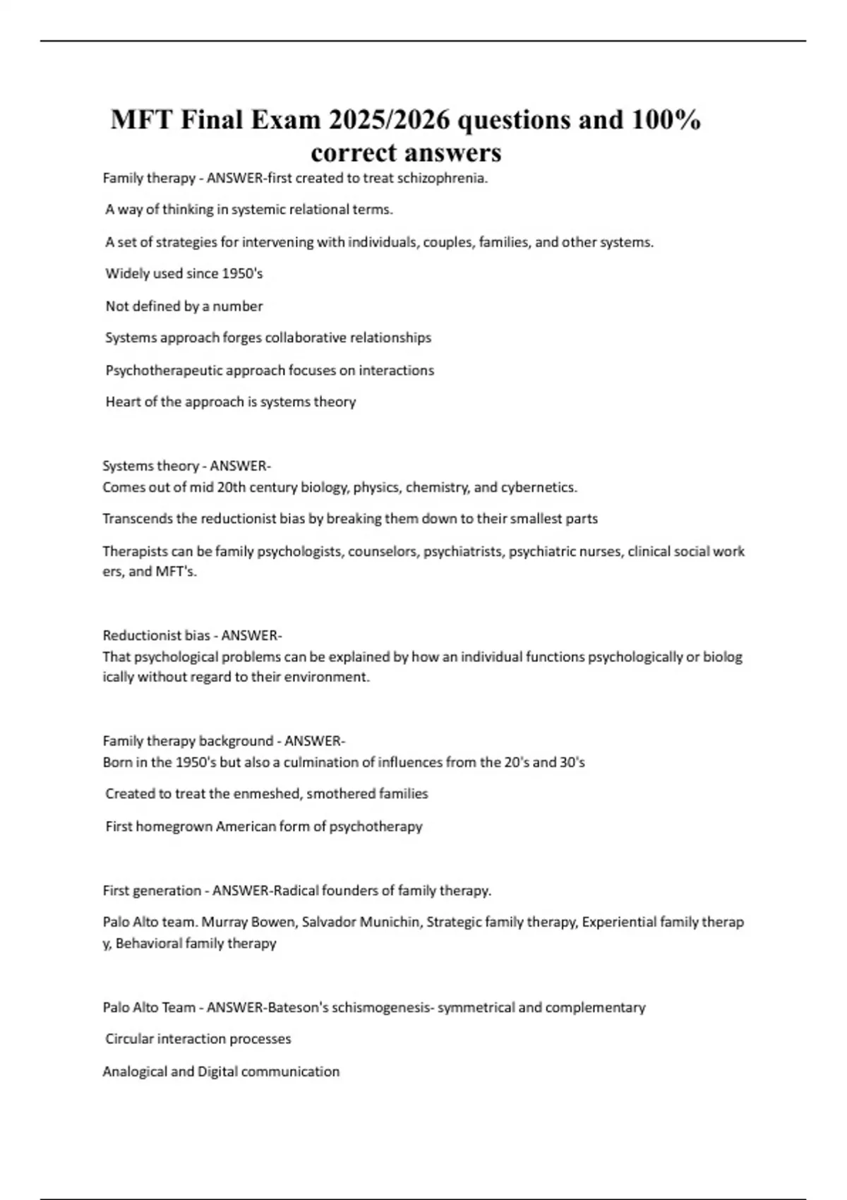 Mft Course Patch MFT Final Exam 2025/2026 questions and 100% correct answers - MFT ...