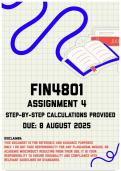 FIN4801 Assignment 4 Memo &vert; Due 8 August 2025