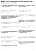 MN Insurance Exam Property & Casualty Questions with Verified Answers Graded A