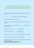 LASER HAIR REMOVAL TRAINING EXAM 2025 QUESTIONS AND ANSWERS