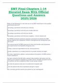 EMT Final Chapters 1&ndash;14 Elevated Exam 2025&sol;2026 &ndash; Official Questions and Answers for Comprehensive Certification Preparation