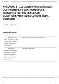 APCO CTO 6 - ALL Quizzes&sol;Final Exam 2025 COMPREHENSIVE EXAM QUESTIONS &vert;&vert;RECENTLY TESTING REAL EXAM QUESTIONS&vert;VERIFIED SOLUTIONS &lpar;100&percnt; CORRECT&rpar;
