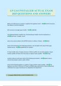 LP GAS INSTALLER ACTUAL EXAM 2025 QUESTIONS AND ANSWERS